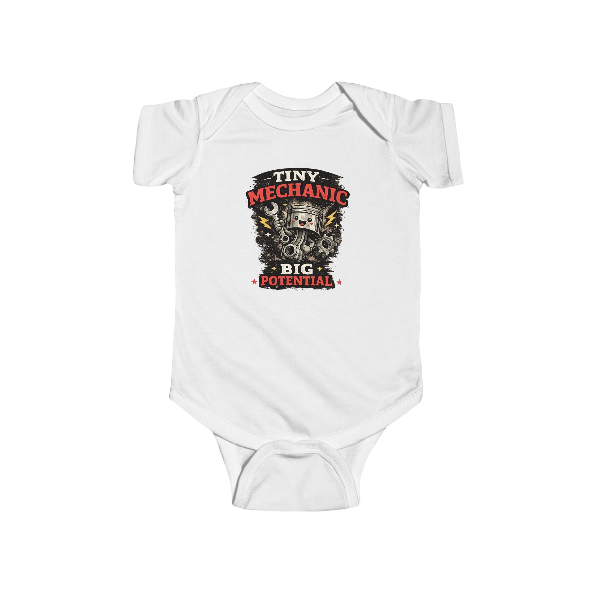Tiny Mechanic Infant Fine Jersey Bodysuit Cute Mechanic Baby Outfit