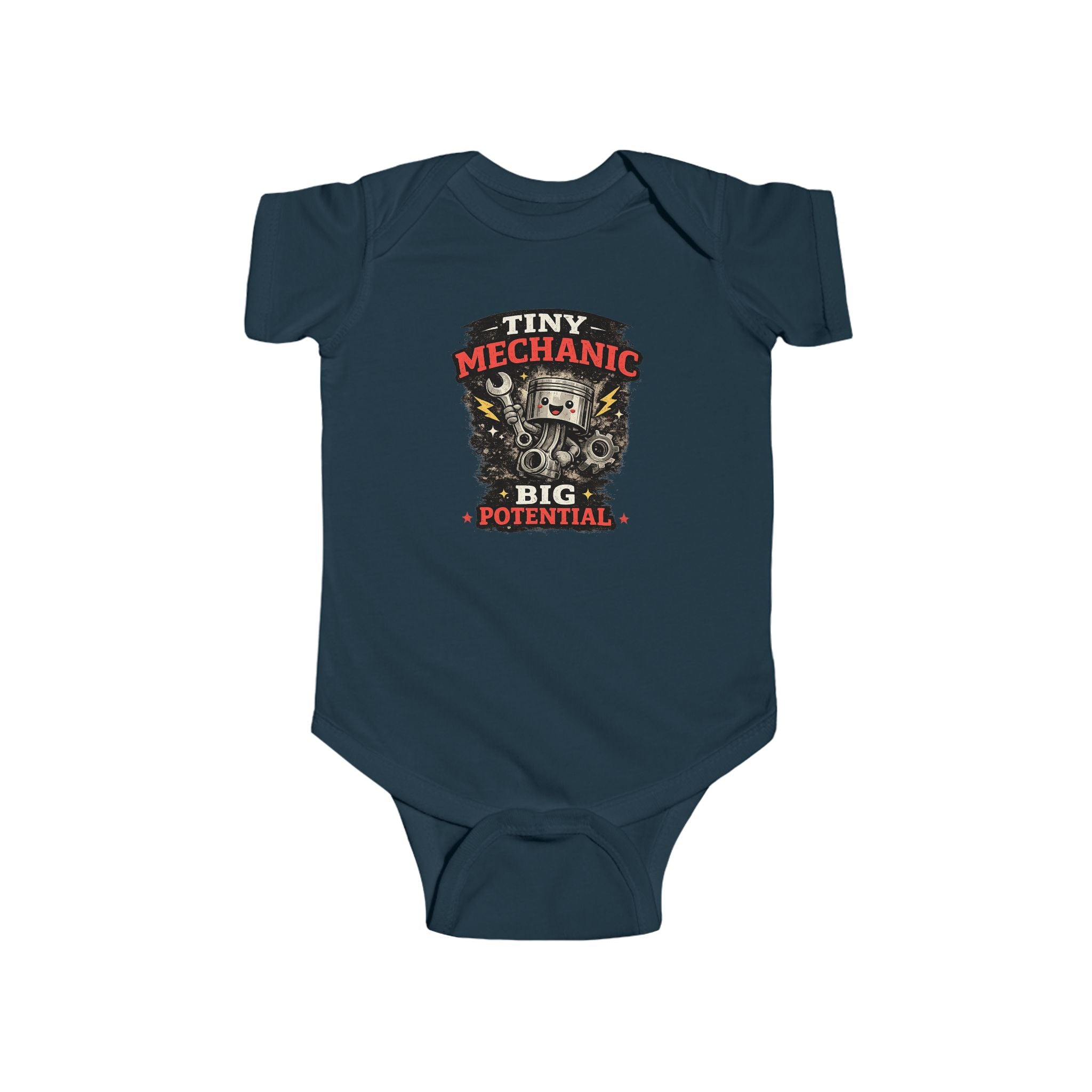 Tiny Mechanic Infant Fine Jersey Bodysuit Cute Mechanic Baby Outfit