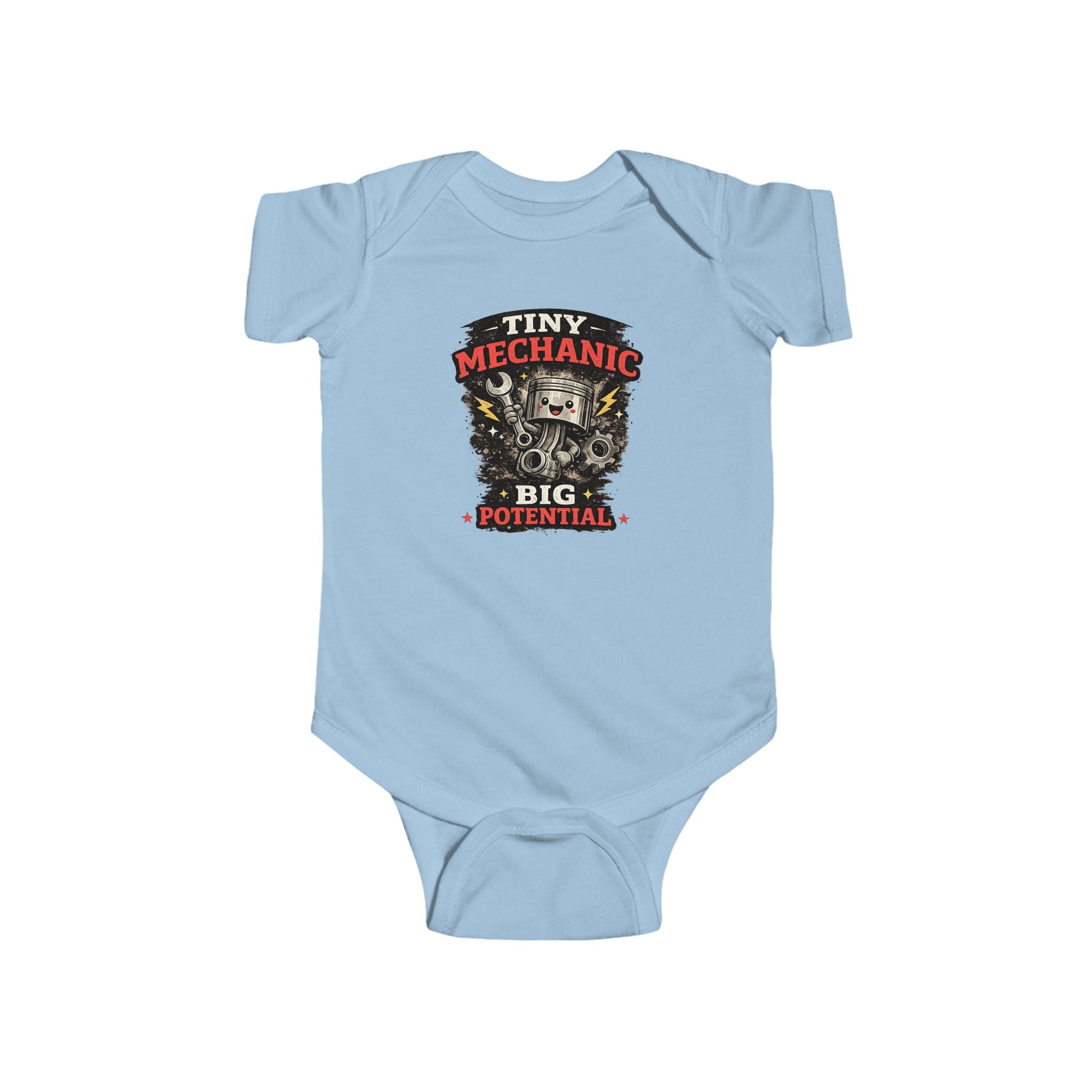 Tiny Mechanic Infant Fine Jersey Bodysuit Cute Mechanic Baby Outfit