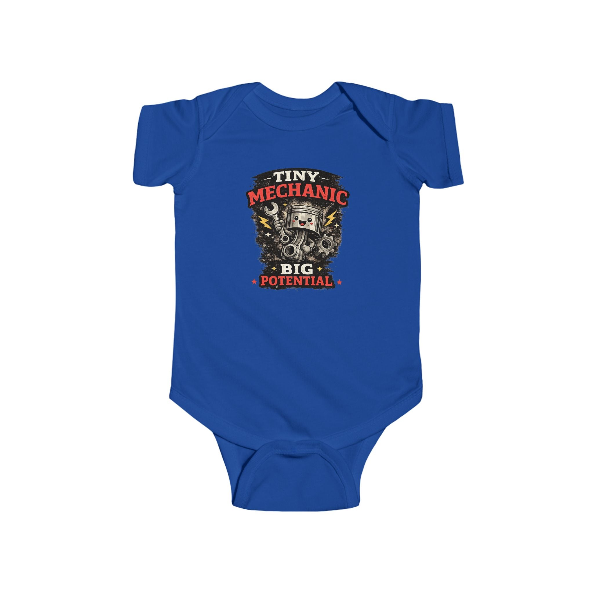 Tiny Mechanic Infant Fine Jersey Bodysuit Cute Mechanic Baby Outfit