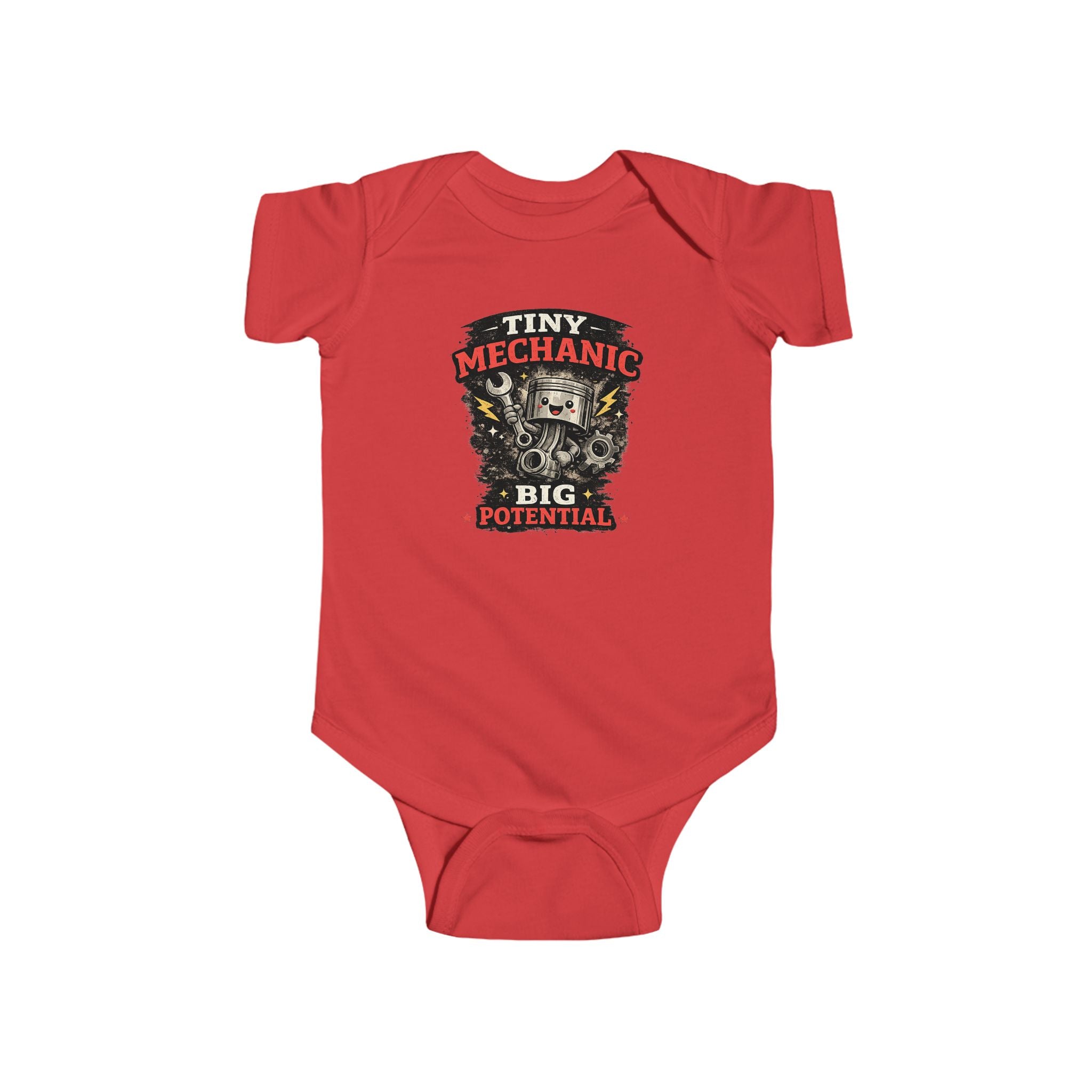 Tiny Mechanic Infant Fine Jersey Bodysuit Cute Mechanic Baby Outfit
