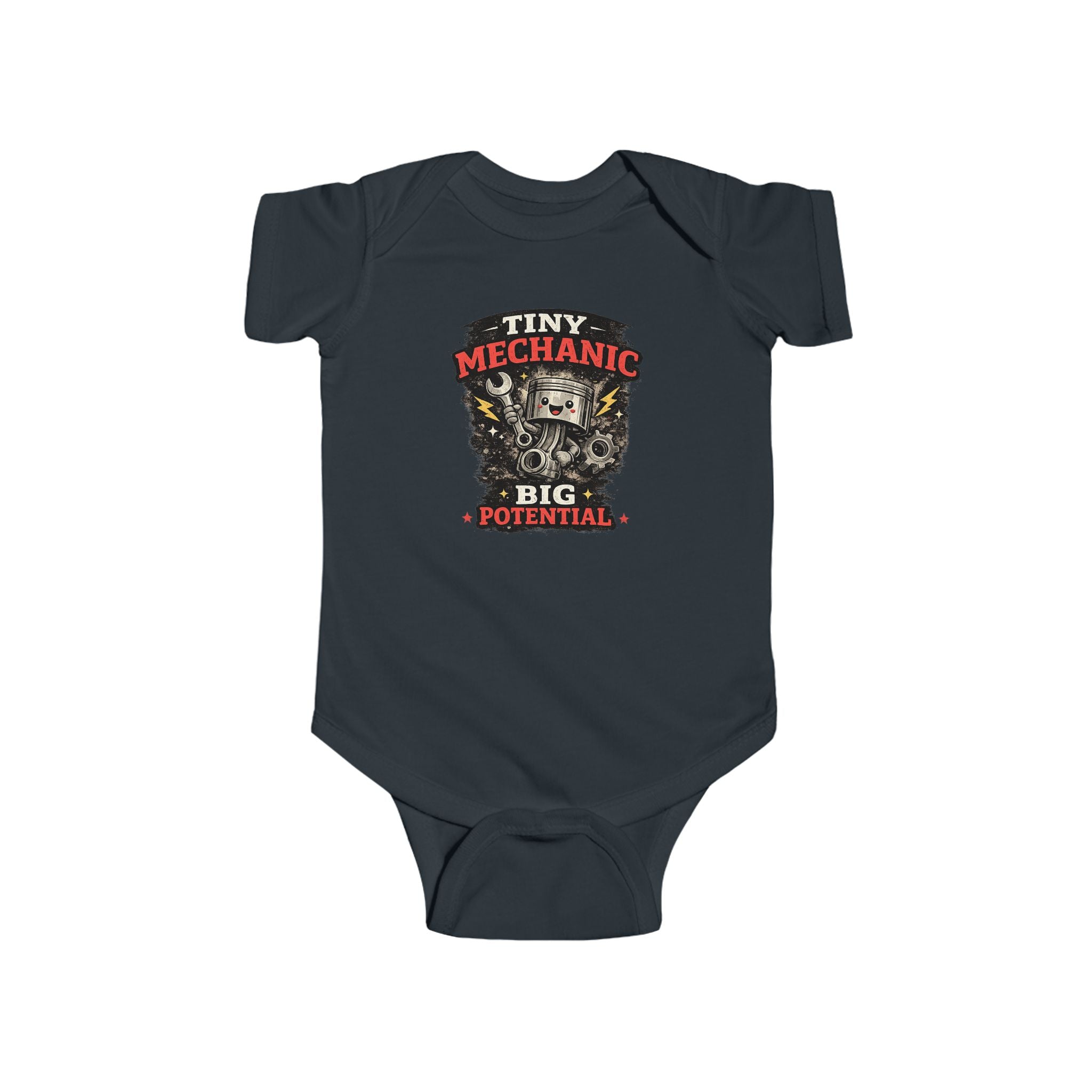 Tiny Mechanic Infant Fine Jersey Bodysuit Cute Mechanic Baby Outfit