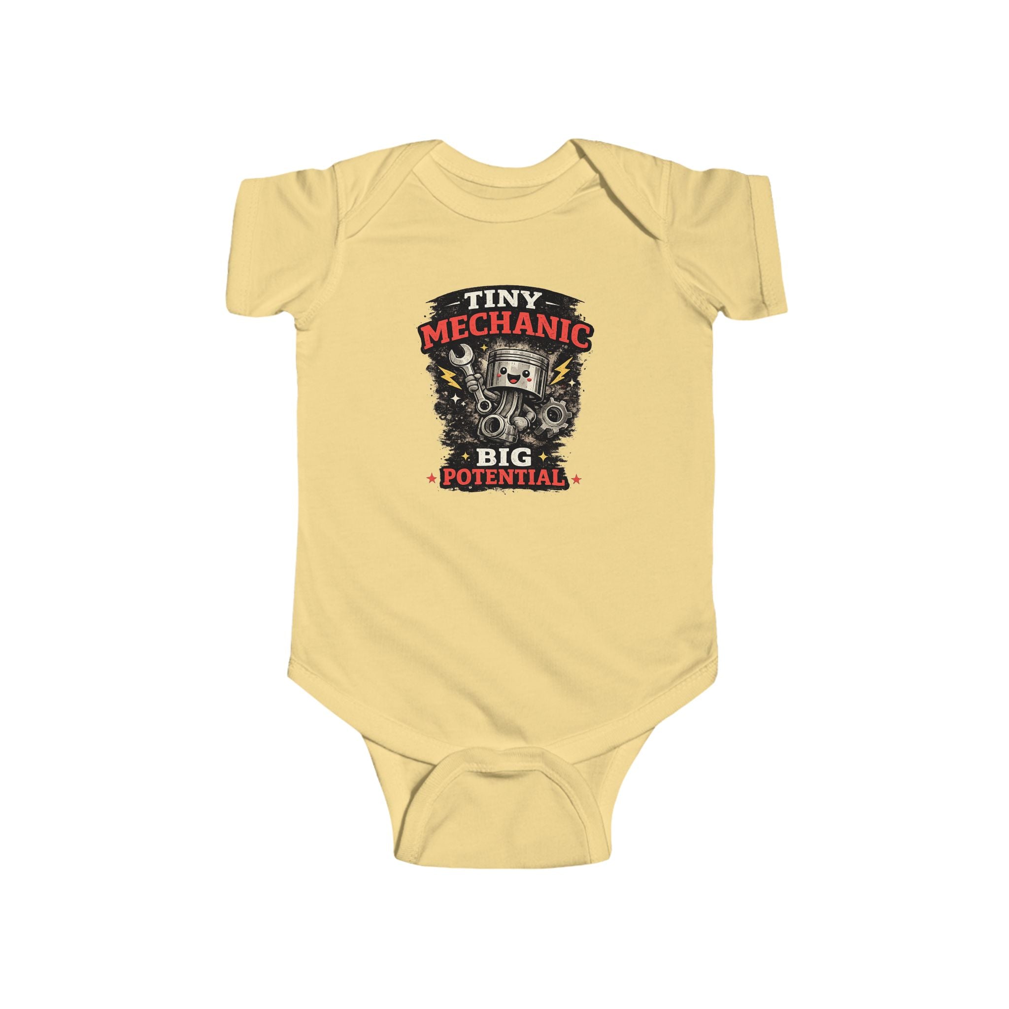 Tiny Mechanic Infant Fine Jersey Bodysuit Cute Mechanic Baby Outfit