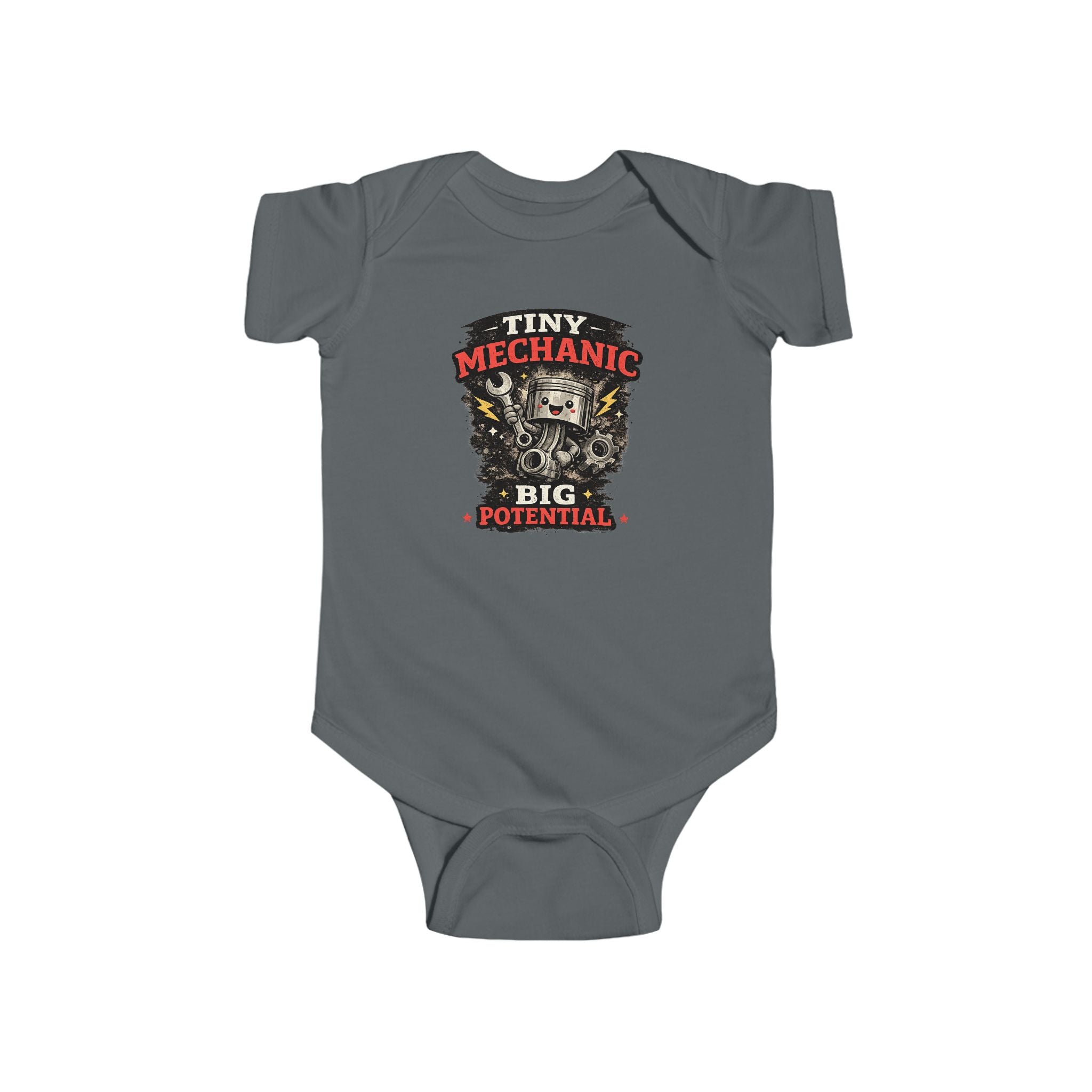 Tiny Mechanic Infant Fine Jersey Bodysuit Cute Mechanic Baby Outfit