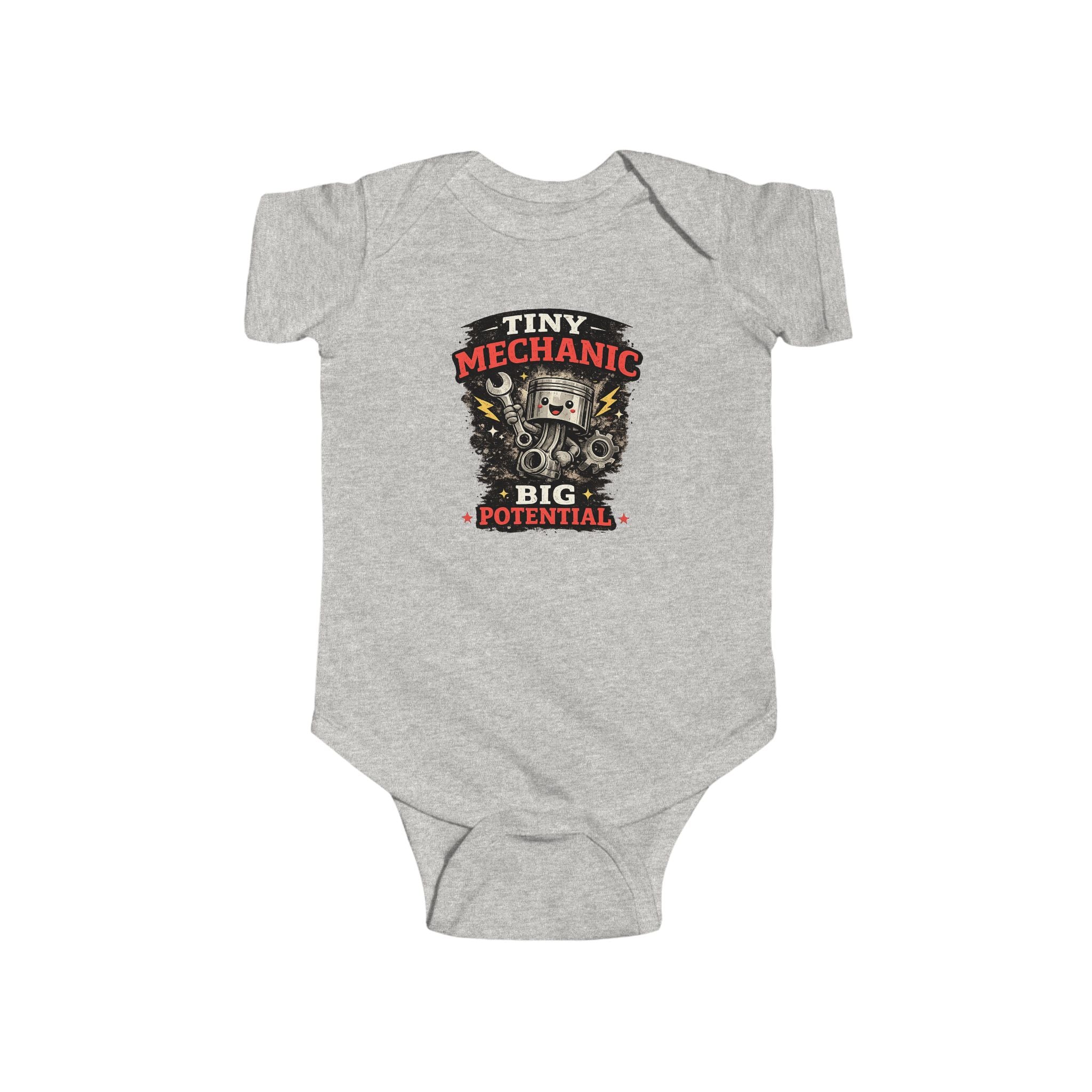 Tiny Mechanic Infant Fine Jersey Bodysuit Cute Mechanic Baby Outfit