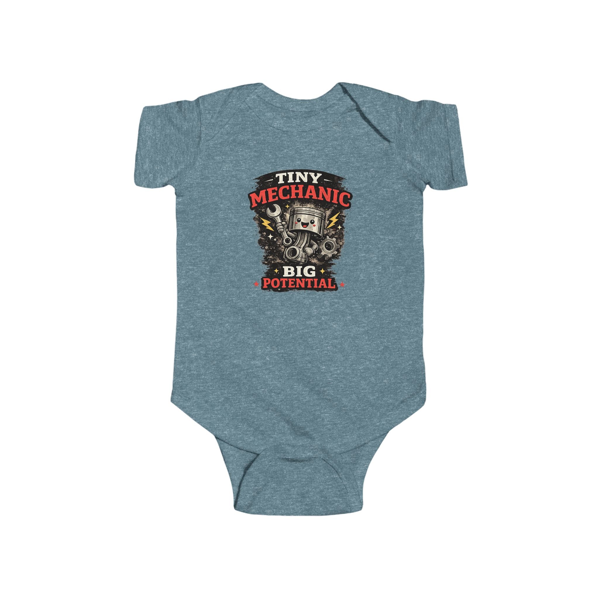 Tiny Mechanic Infant Fine Jersey Bodysuit Cute Mechanic Baby Outfit