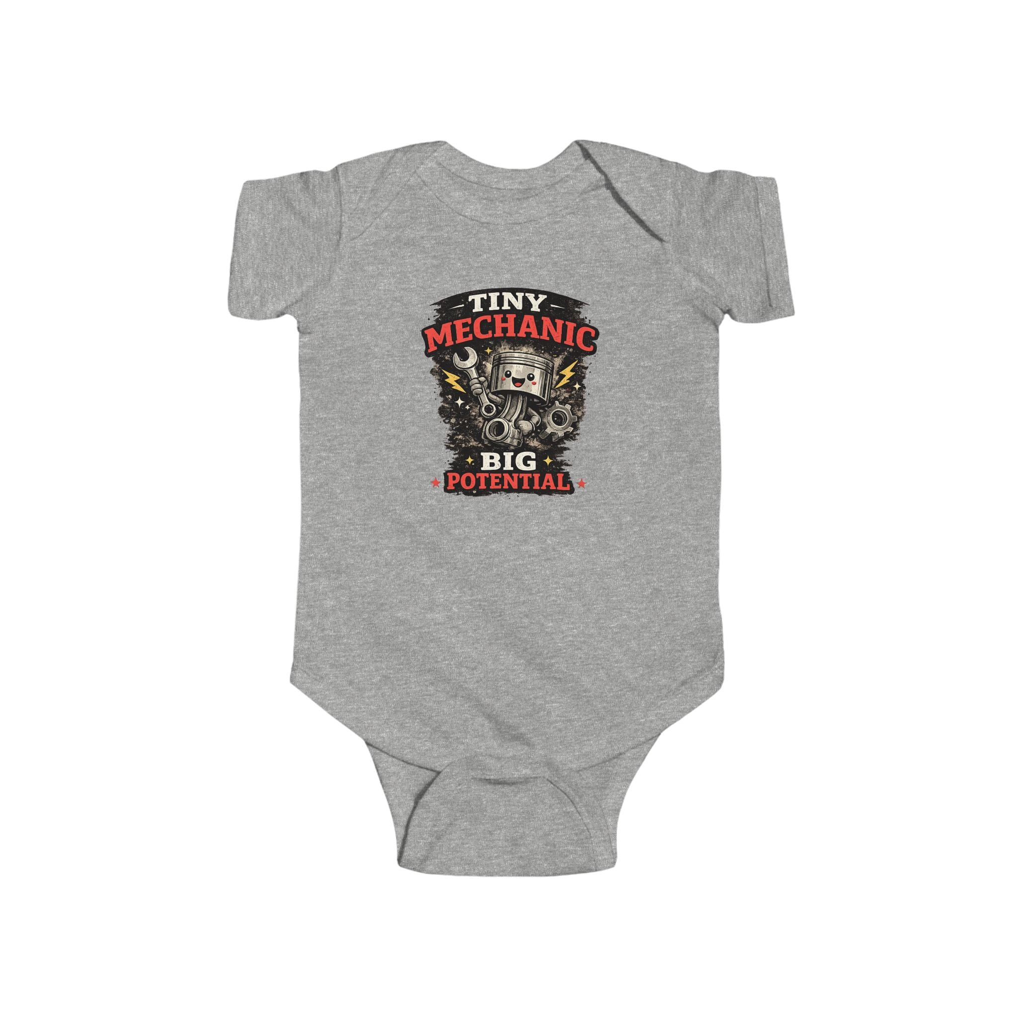 Tiny Mechanic Infant Fine Jersey Bodysuit Cute Mechanic Baby Outfit