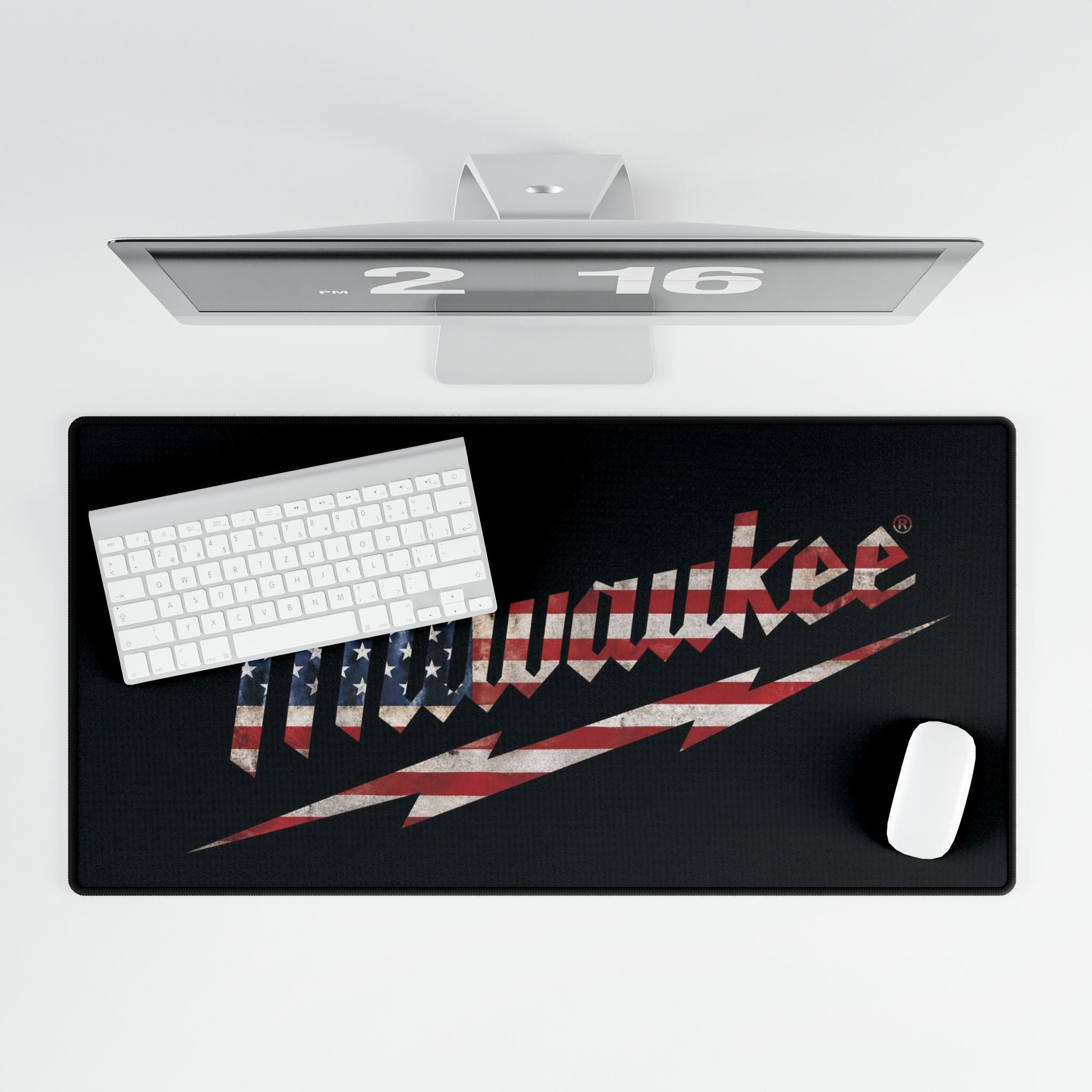 Milwaukee Flag Desk Mat — American Tool Brand Mouse Pad for Workshop & Office
