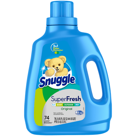 Snuggle Plus Super Fresh Liquid Fabric Softener with Odor Eliminating Technology, Original, 78.3 Fluid Ounces, 74 Loads
