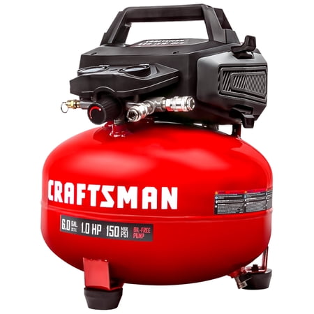 Craftsman Air Compressors 6 Gallon Portable Pancake Air Compressor Oil Free Max 150 Psi 1.0HP 2.6 CFM@90PSI Electric Air Compressor Shop Air Compressor  CMXECXA02106410