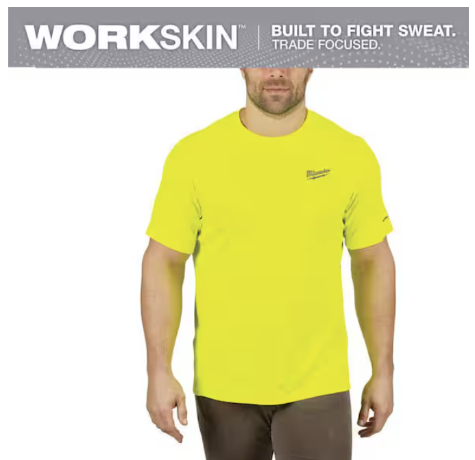 Milwaukee Men's Extra Large Hi-Vis GEN II WORKSKIN Light Weight Performance Short-Sleeve T-Shirt