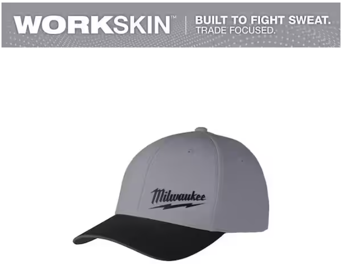 Milwaukee Small/Medium Dark Gray WORKSKIN Fitted Hat