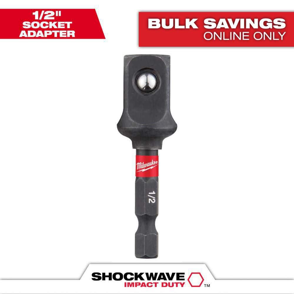 Milwaukee Tool SHOCKWAVE 1/4  Hex to 1/2  Square Socket Adapter