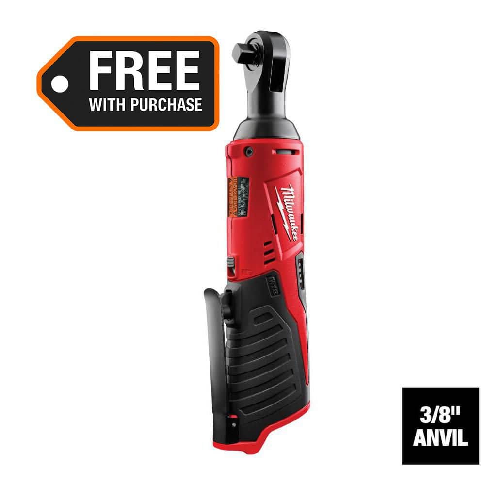 Milwaukee 2457-20 M12 Cordless 3/8  Ratchet – 35 ft-lbs Torque  250 RPM  Low-Profile Head  Variable-Speed Trigger  Compact & Durable Design (Bare Tool)