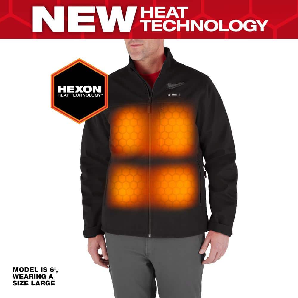 Men's Large M12 12-Volt Lithium-Ion Cordless Tough Shell Black Heated Jacket with (1) 3.0 Ah Battery and Charger