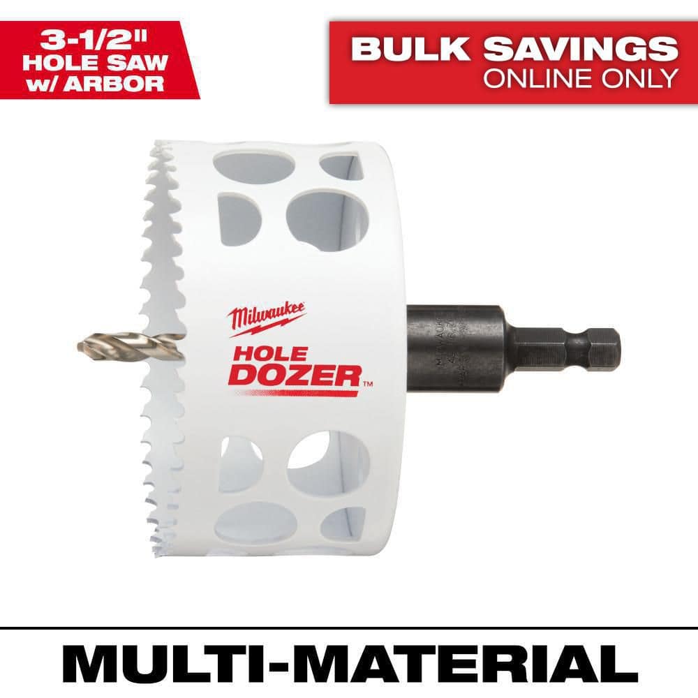 Pack of 1  Milwaukee 49-56-9682 3-1/2 Hole Dozer Bi-Metal Hole Saw W/ Arbor