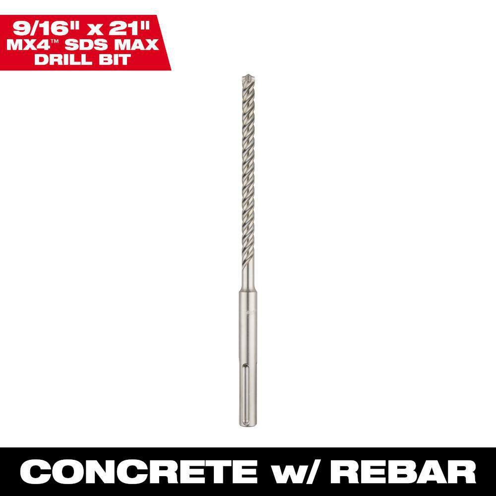 9/16 in. x 21 in. 4-Cutter SDS-MAX Carbide Drill Bit