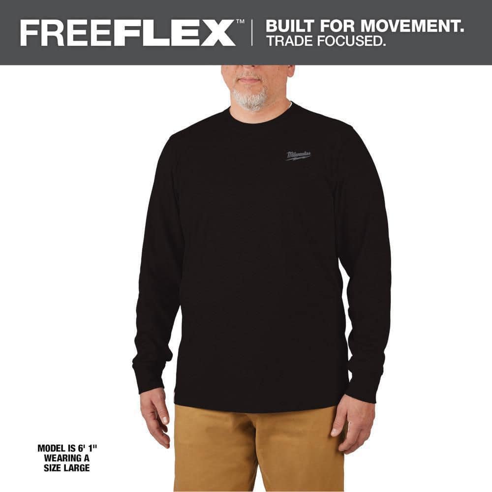 Men's Medium Black Cotton/Polyester Long-Sleeve Hybrid Work T-Shirt