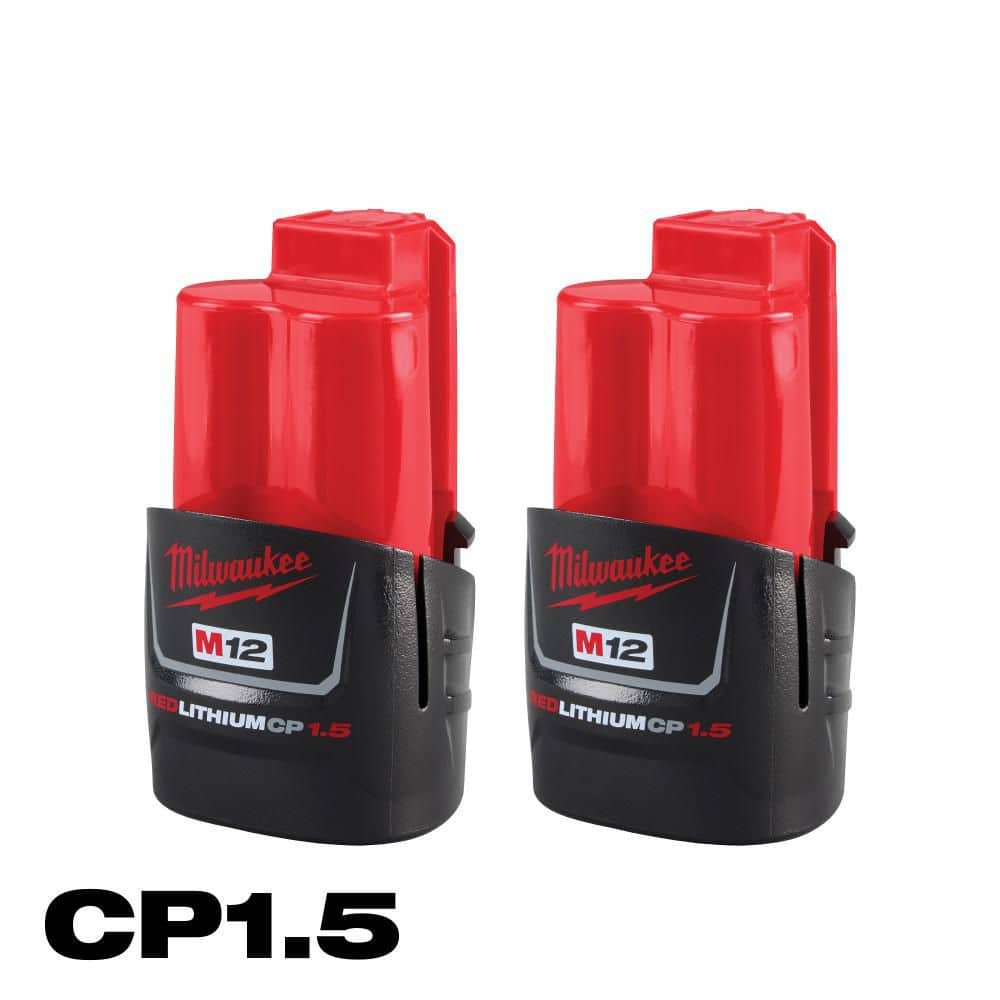 Milwaukee Red Lithium 12V 1.5 Ah Power Tool Battery for Milwaukee M12 Tools  2 Pack