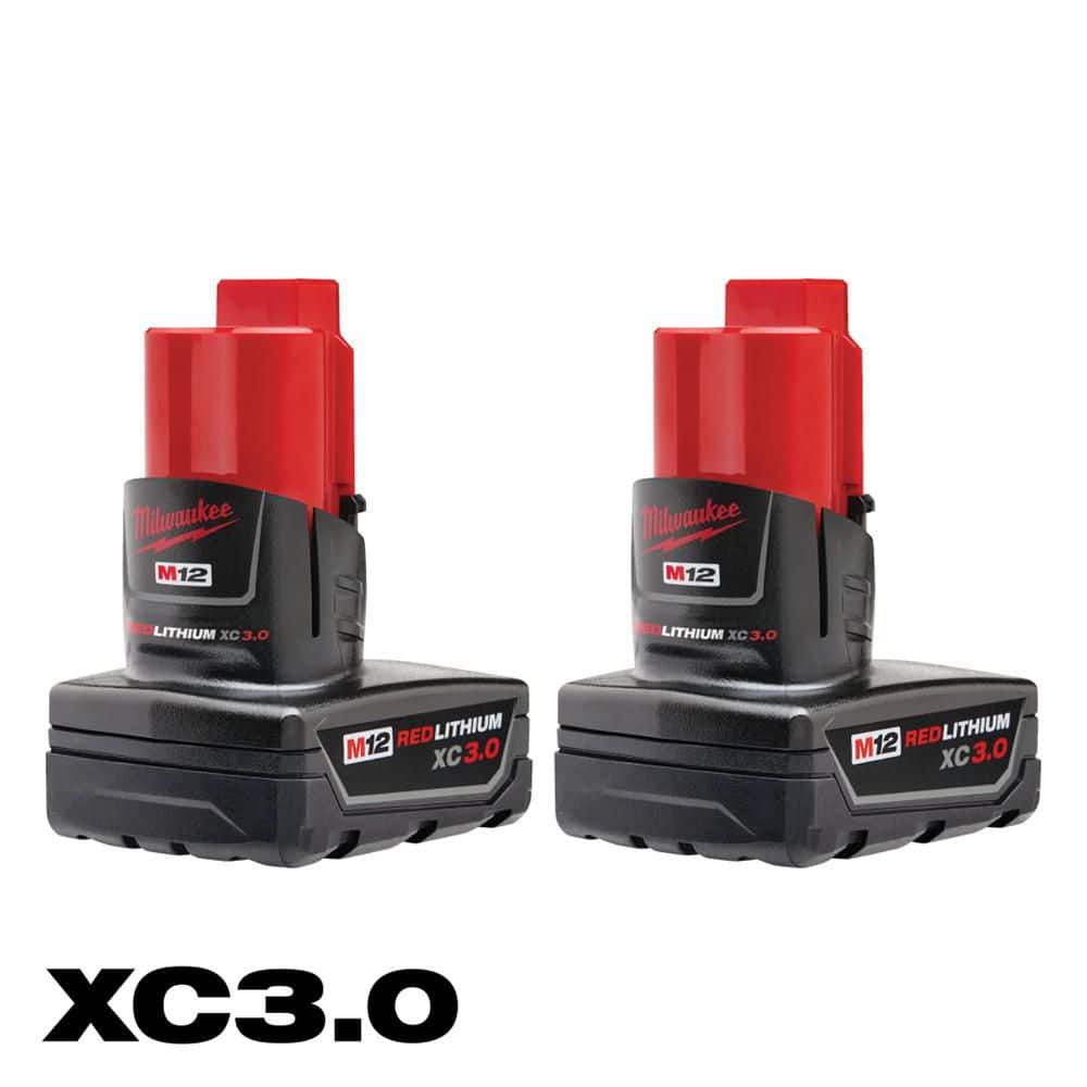 MILWAUKEE M12 REDLITHIUM XC 3.0Ah Battery 2-Pack (48-11-2412) – Extended Runtime and High Performance