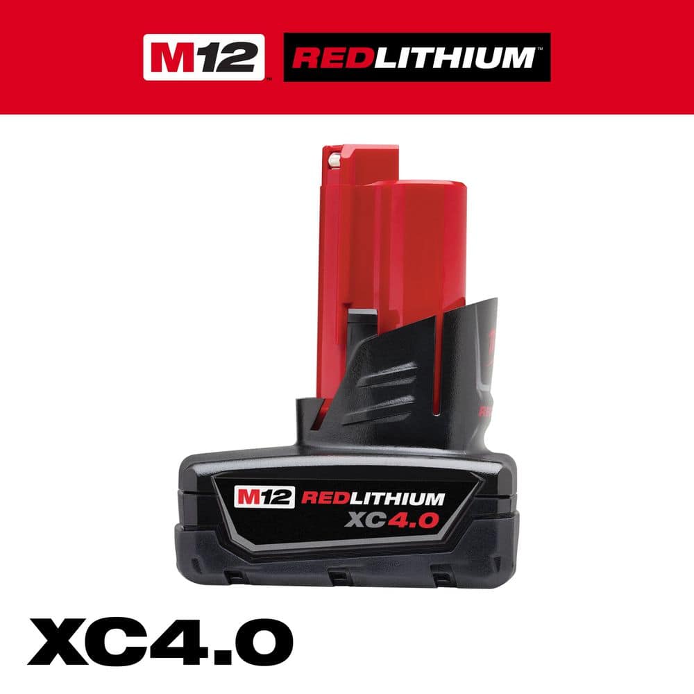 Milwaukee M12 Red Lithium 12V 4.0Ah Power Tool Battery for M12 Tools