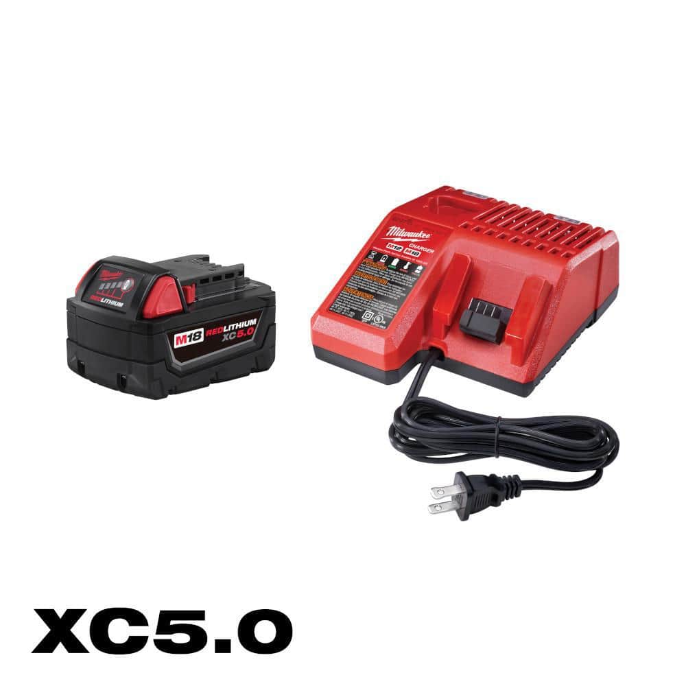 Milwaukee 48-59-1850 M18 REDLITHIUM XC 5.0Ah Battery & Charger Starter Kit