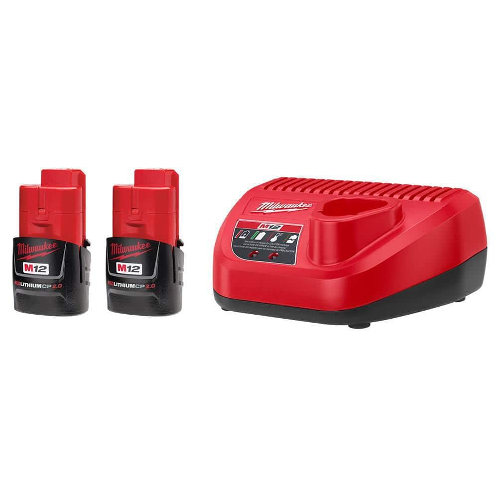 MILWAUKEE M12 REDLITHIUM CP2.0 Battery 2-Pack & Charger Starter Kit (48-59-2420P)