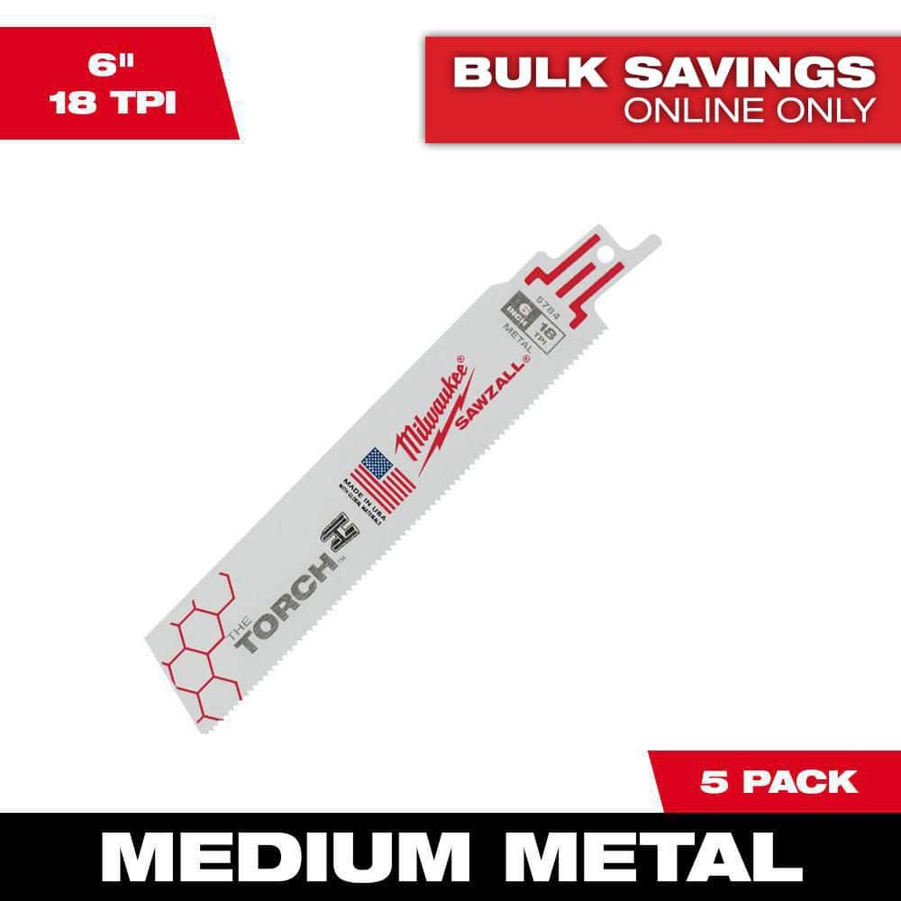 Milwaukee 48-00-5784 6  18 TPI THE TORCH SAWZALL Blade (5 Pk)