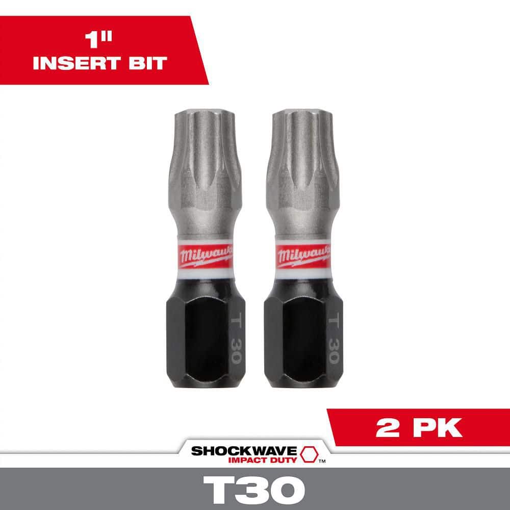 1 Set  Milwaukee 48-32-4437 Shockwave 1 In. T30 Impact Bit 2Pk