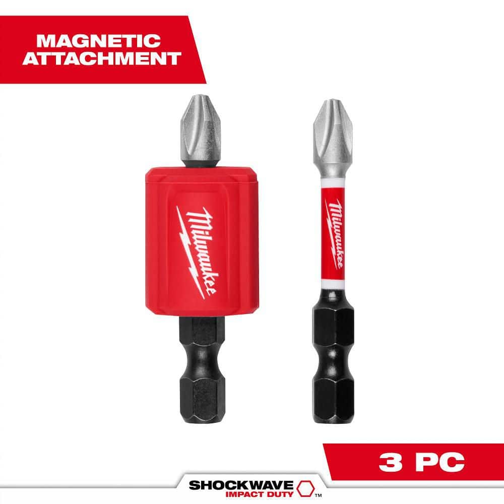 Milwaukee Tool SHOCKWAVE Impact Duty Magnetic Attachment and PH2 Bit Set - 3PC