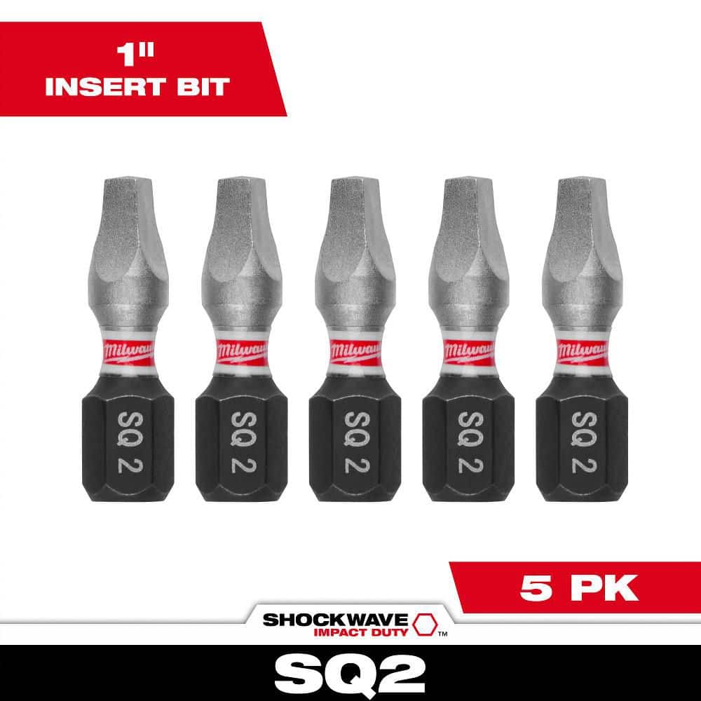 Milwaukee-48-32-4605 SHOCKWAVE Impact Square Recess #2 Insert Bits (5 Pack)