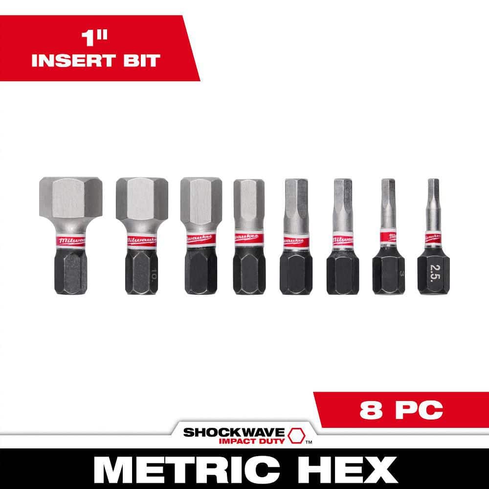 Milwaukee 8-Piece Shockwave 1 In. Impact Metric Hex Insert Bit Set 3Pk