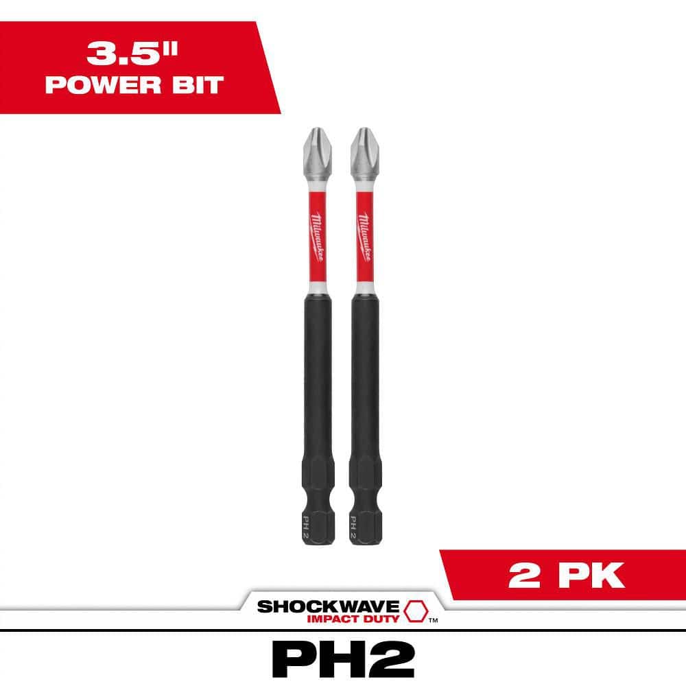 Milwaukee SHOCKWAVE Impact Duty 3-1/2 In. Phillips #2 Alloy Steel Screwdriver Bit (2-Pack)