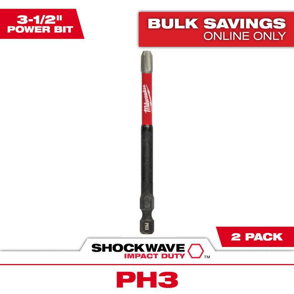 2 Pk  Milwaukee 48-32-4664 Shockwave Impact Duty 3-1/2 Ph3 Bit