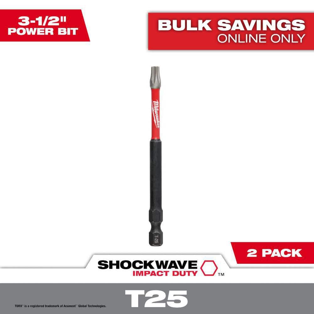 2 Pk  Milwaukee 48-32-4679 Shockwave Impact Duty 3-1/2 T25 Bit