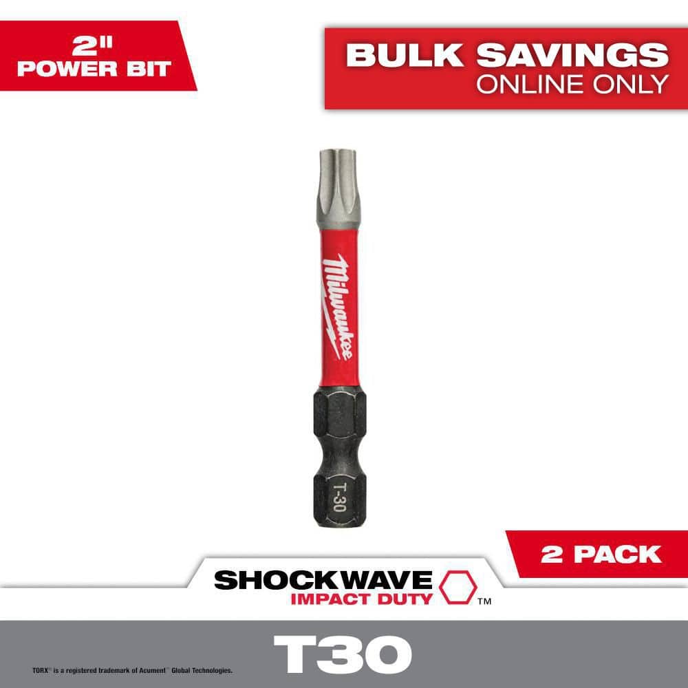 Milwaukee 48-32-4914 Shockwave 2 in. Impact Torx T30 Power Bits (2 Pack)