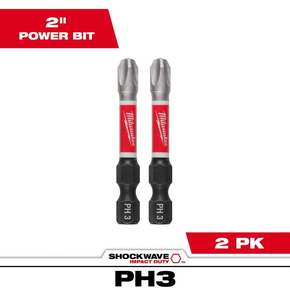 Milwaukee 48-32-4963 Shockwave 2  PH3 Impact Bit 2PK