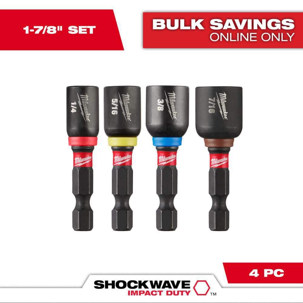 Milwaukee 49-66-4562 - 4-Piece SHOCKWAVE 1-7/8  Magnetic Nutdriver Set