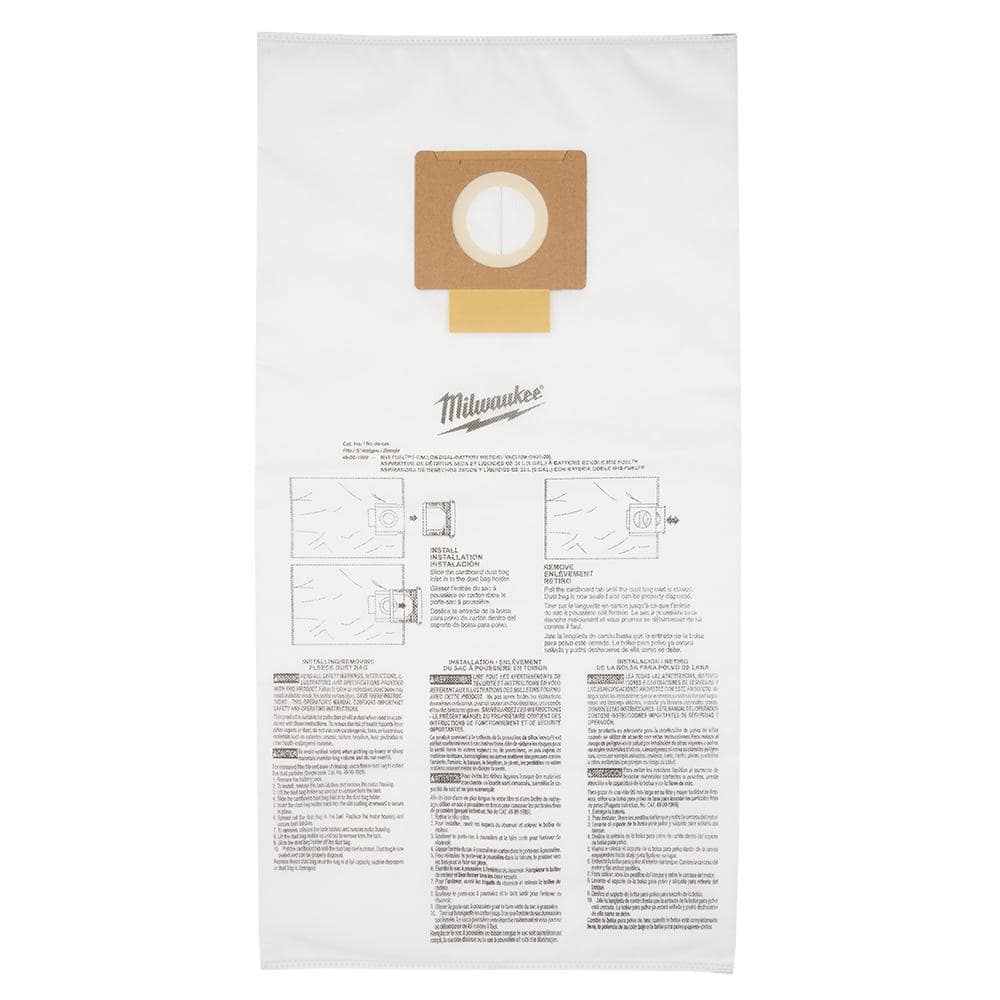 Milwaukee Tool Fleece Dust Bags (5PK) - 9 Gallon