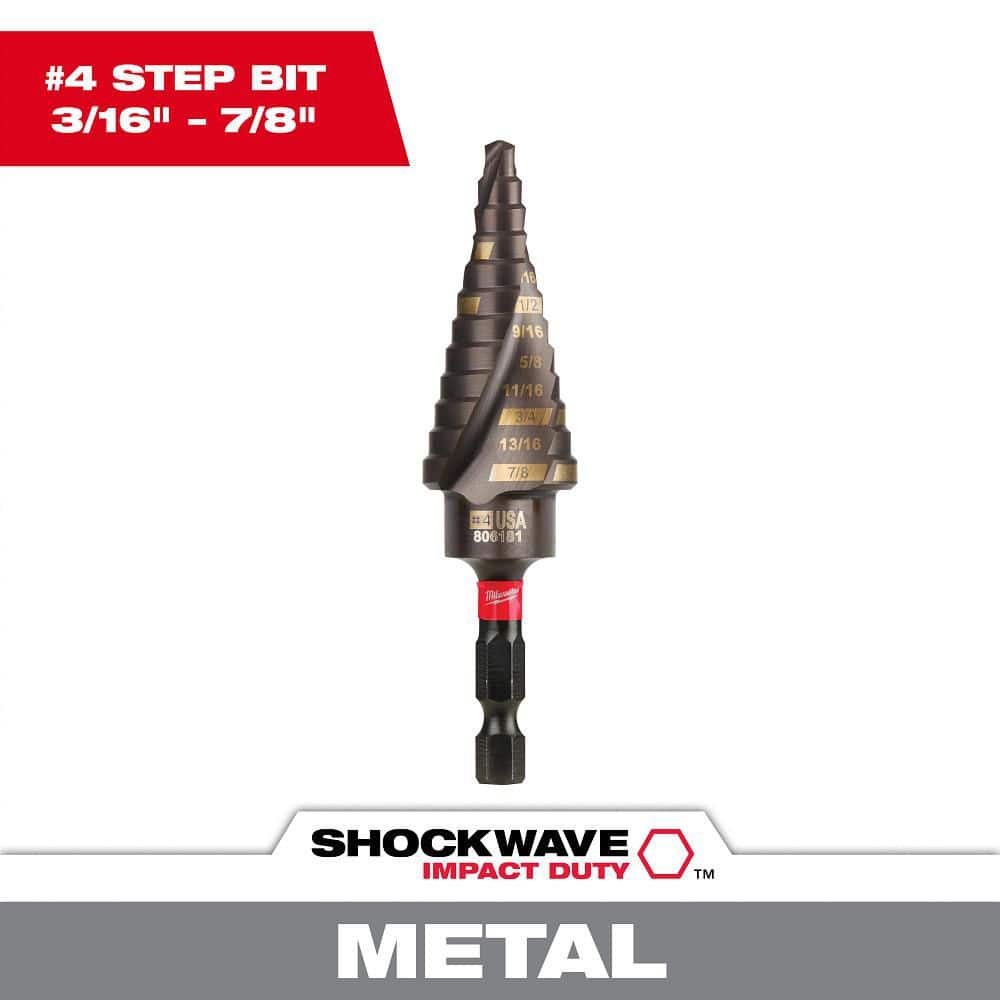 Milwaukee 48-89-9244 SHOCKWAVE Impact Duty Step Bit #4 3/16 - 7/8