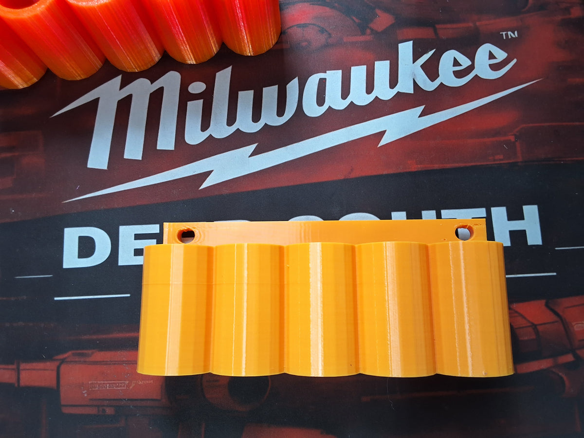 Milwaukee Lithium & Ryobi 4V Battery Holder | 5 Battery Wall Mount | 3D Printed PETG Organizer | Garage Tool Storage