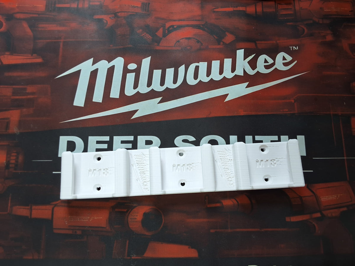 Milwaukee M18 Triple Battery Wall Mount | 3 Battery Holder | M18 Battery Organizer | Garage Tool Storage | 3D Printed PETG