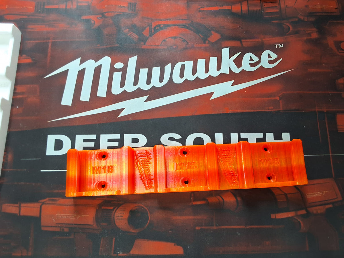 Milwaukee M18 Triple Battery Wall Mount | 3 Battery Holder | M18 Battery Organizer | Garage Tool Storage | 3D Printed PETG
