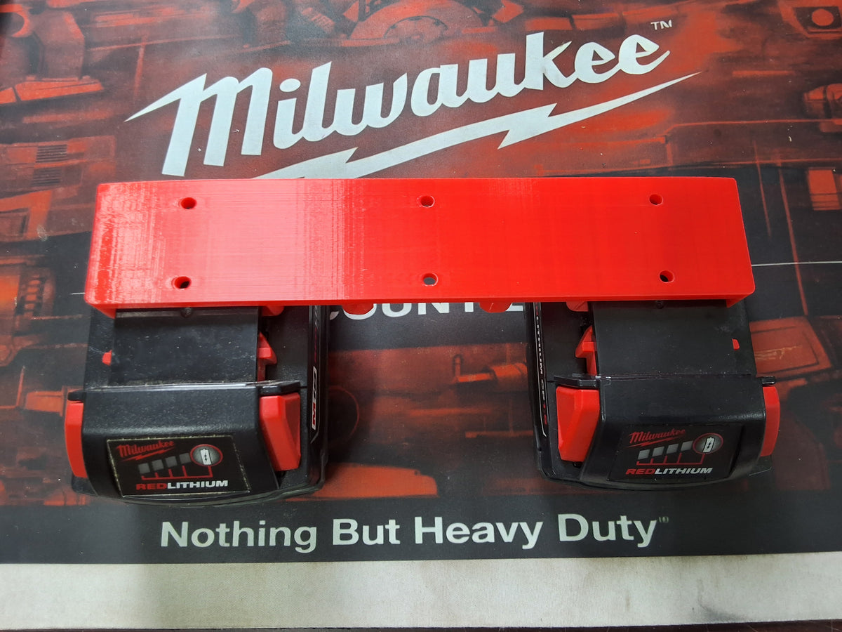Milwaukee M18 Triple Battery Wall Mount | 3 Battery Holder | M18 Battery Organizer | Garage Tool Storage | 3D Printed PETG