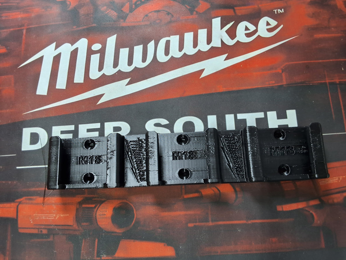 Milwaukee M18 Triple Battery Wall Mount | 3 Battery Holder | M18 Battery Organizer | Garage Tool Storage | 3D Printed PETG
