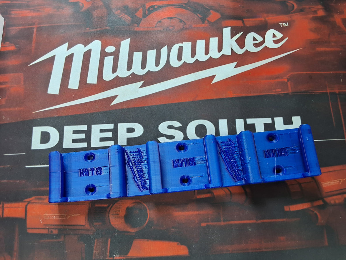 Milwaukee M18 Triple Battery Wall Mount | 3 Battery Holder | M18 Battery Organizer | Garage Tool Storage | 3D Printed PETG
