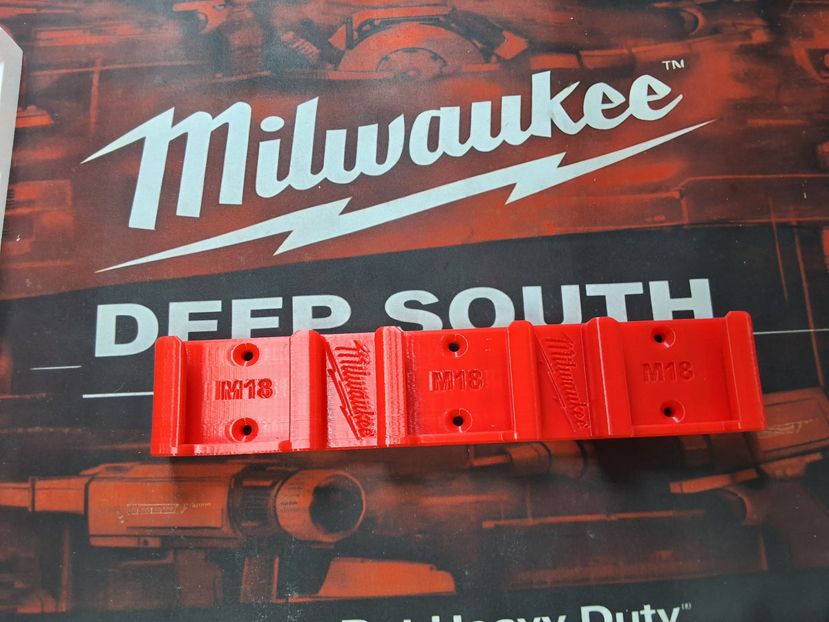 Milwaukee M18 Triple Battery Wall Mount | 3 Battery Holder | M18 Battery Organizer | Garage Tool Storage | 3D Printed PETG