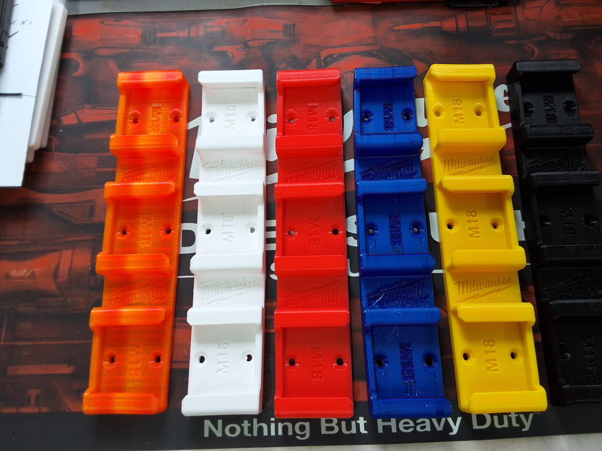 Milwaukee M18 Triple Battery Wall Mount | 3 Battery Holder | M18 Battery Organizer | Garage Tool Storage | 3D Printed PETG