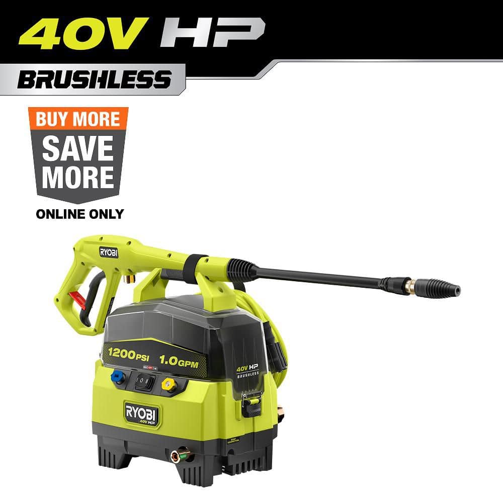 RYOBI 40V 1200 PSI 1.0 GPM Cordless Electric Cold Water Pressure Washer (Tool Only)