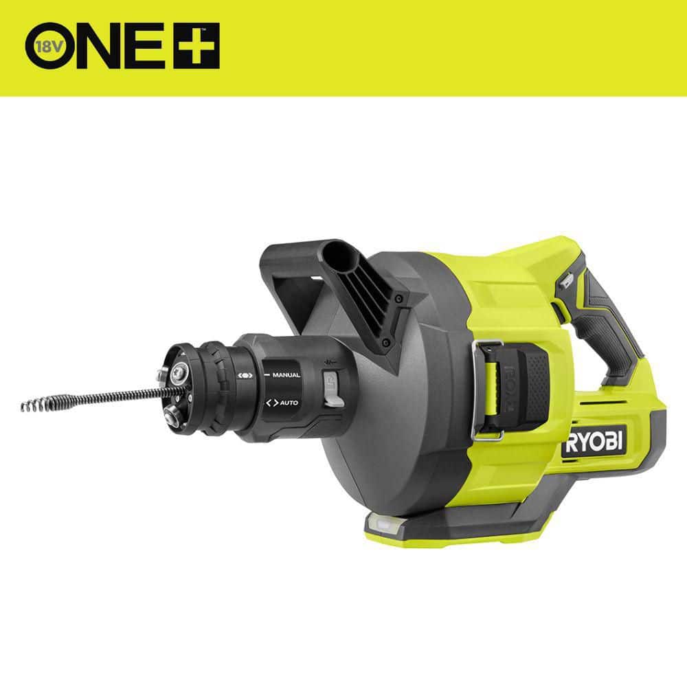 ONE+ 18V Cordless Drain Auger with 35 ft Cable, LED Light, Auto Feed/Retract, Cable Lock, Enclosed Drum (Tool Only)